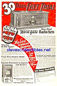 1927 Westgale Wooden Radio Mag. Ad