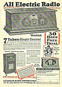 1927 Randolph 7 Tube Radio Magazine Ad