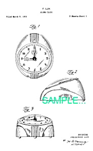 Patent Art: 1950s Lux Art Deco Alarm Clock - Matted