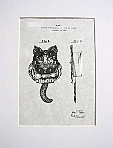 Patent Art: 1930s Lux Good Luck Cat Pendulette Clock