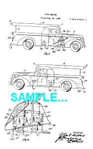 Patent Art: 1940s Fire Engine - Matted