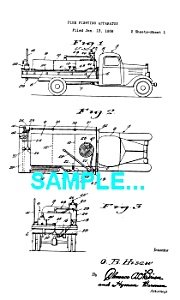 Patent Art: 1940s Fire Engine - Matted