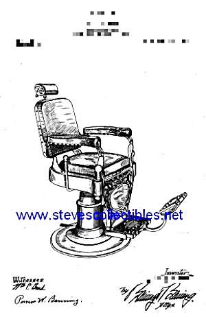 Patent Art: 1909 Barber Shop Barber Chair - Matted