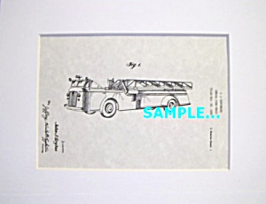 Patent Art: 1940s Aerial Fire Truck - Matted