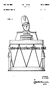 Patent Art: 1940s Shawnee Drum Major Cookie Jar