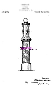 Patent Art: 1920s Barber Shop Barber Pole-matted-8x10