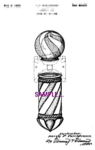 Patent Art: 1930s Barber Shop Barber Pole - 8x10