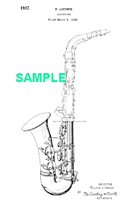 Patent Art: 1930s Loomis Conn Saxophone - Matted