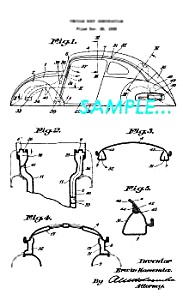 Patent Art: 1945 Vw - Volkswagen Beetle Bug Body