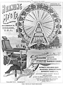 C.1895 Worlds Fair Ferris Wheel Barber Chair Adv. Print