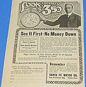 1922 Santa Fe-illinois Pocket Watches Ad