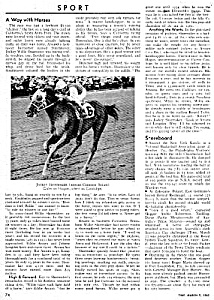 1962 Horse Racing - Willie Shoemaker Magazine Article