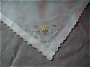 Linen Handkerchief With Yellow Flower