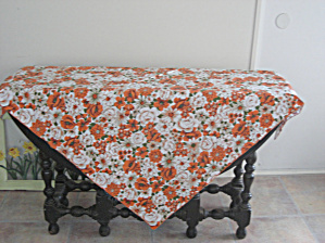 Orange Flowered Table Cloth