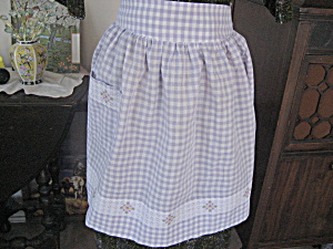 Lilac Checkered Apron With Embroidery