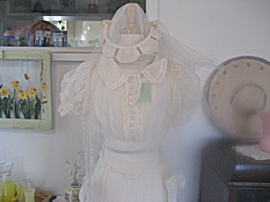 1920-1930 Wedding Dress, Veil, Scarf, And Gloves