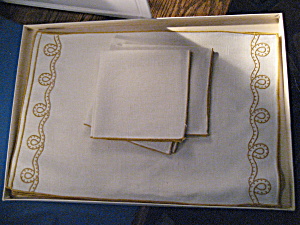 Gold Trimmed Place Mats And Matching Napkins