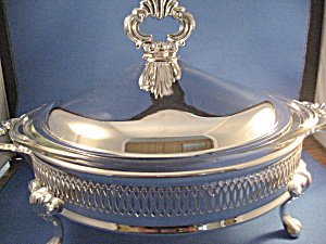 Silver Glass Lined Serving Dish
