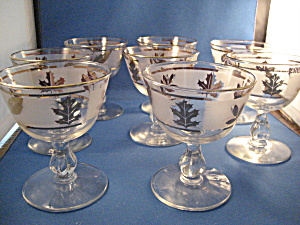 Eight Golden Foil Leaf Cocktail Glasses From Libbey