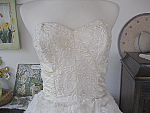 White Lace And Ruffle Prom Or Wedding Dress