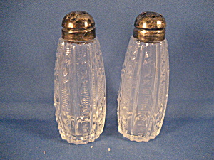 Silver Topped Cut Glass Salt And Pepper Shakers