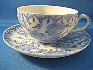 Blue Bird And Flower Cup And Saucer Set