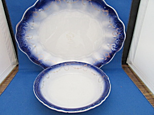 Flow Blue Platter And Bowl From La Francaise