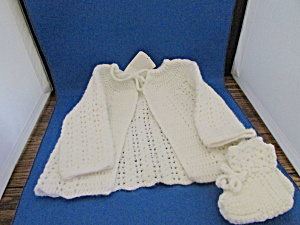 Hand Crochet Sweater And Matching Booties