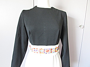1970 White And Black Maxi Dress