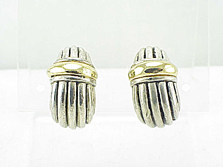 Two Tone Gold And Silver Clip Earrings