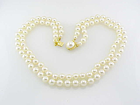 18 Inch Double Strand Faux Pearl Necklace
