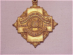 Vintage 1916 Greenwich Fire Department Annual Inspection Medal
