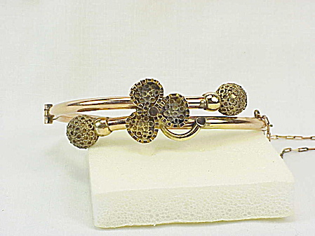 Antique Victorian Estruscan Revival Rose Gold Filled Bangle Bracelet
