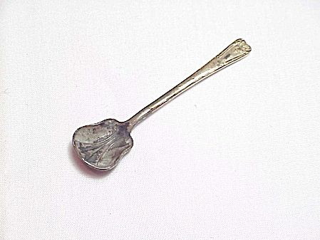 Antique Sterling Silver Tiny Individual Salt Cellar Spoon