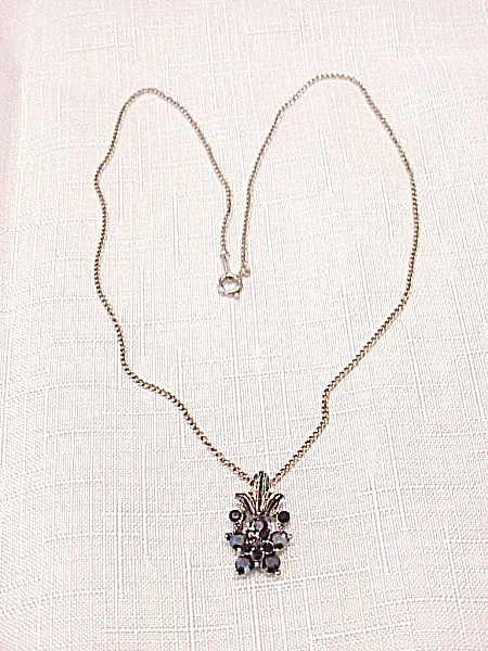 Silver Tone And Black Rhinestone Pendant Necklace