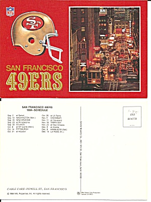 San Francisco 49 Ers 1984 Schedule Postcard Cs11512