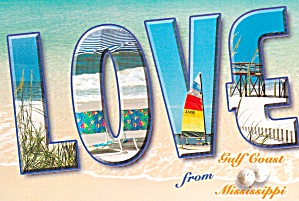 Mississippi Big Letter Love From Gulf Coast Postcard Cs12784