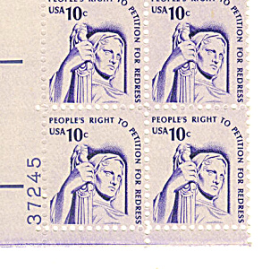 #1592 10 Cent Contemplation Of Justice Plate Block