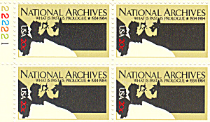 #2081, 20 Cent National Archives Plate Block