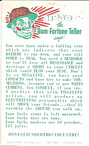 Hobo The Bum Fortune Teller Says Arcade Card P35870