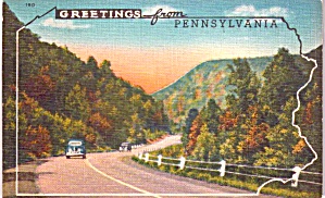 Greetings From Pennsylvania Highway Scene Postcard P37938