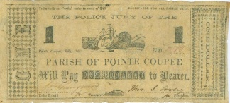 1862 Parish Of Pointe Coupee, Louisiana $1 Note